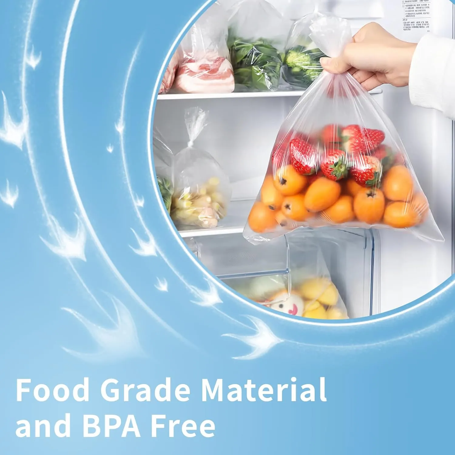 CLASSY Plastic Produce Bags for Food Storage, 350 Bag - 12"x16" Clear Grocery Bag for Fruits, Vegetables, Bread,Meat,Continuous,Easy Tear Design - (1 Roll,Total 350 Bags)