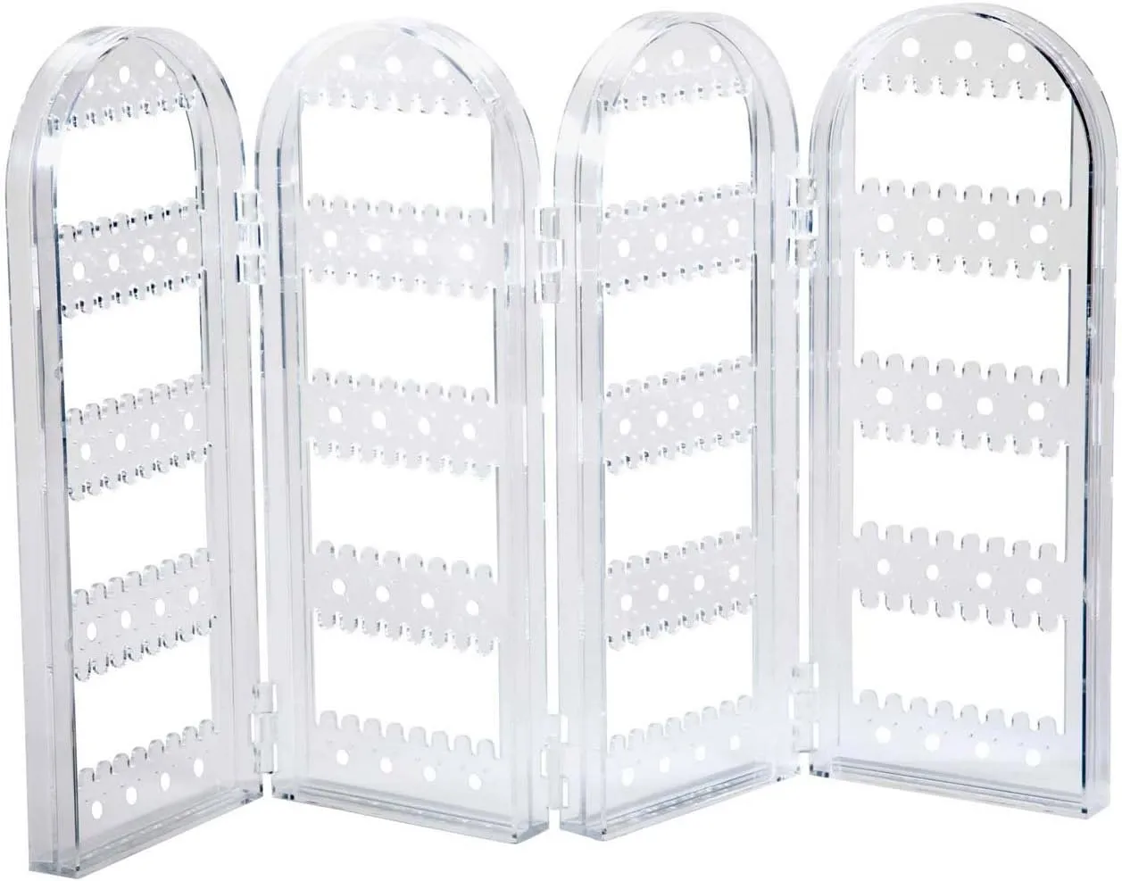 Clear Acrylic Earring Screen Tower Display Stand – Collapsible Crystal Panels Hold Up to 128 Pair of Earrings