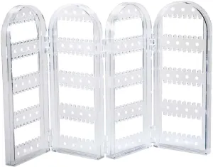 Clear Acrylic Earring Screen Tower Display Stand – Collapsible Crystal Panels Hold Up to 128 Pair of Earrings