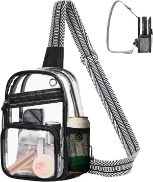 Clear Crossbody Bags for Women,Stadium Approved Clear Bags for Women with Side Mesh Pocket.