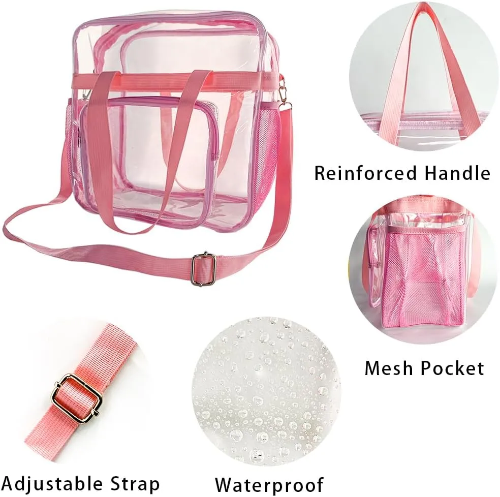 Clear Stadium Approved Tote, 12 x 6 x 12 Inches, Security Approved Clear Tote Bag