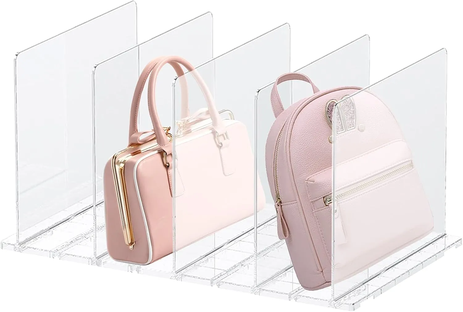 Closet Shelf Divider, Clear Acrylic Dividers for Shelves, Purse Holder Dividers for Closet, Plastic Closet Dividers for Handbag Purse Home Office, Easy to Adjust, with Base