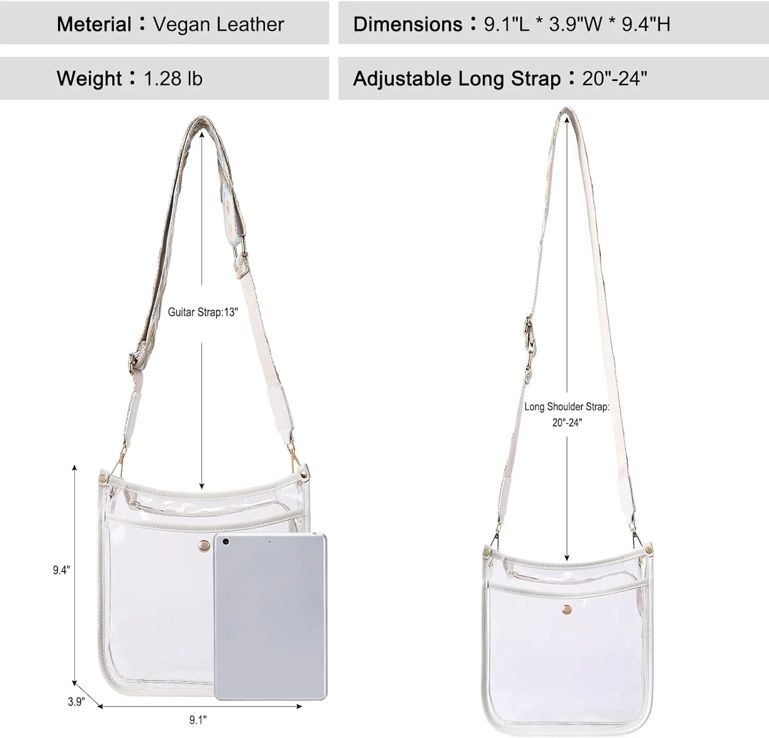 CLUCI Clear Purse,Clear Bag For Stadium Events,Stadium Approved Crossbody Bag Purses for Women with Adjustable Strap