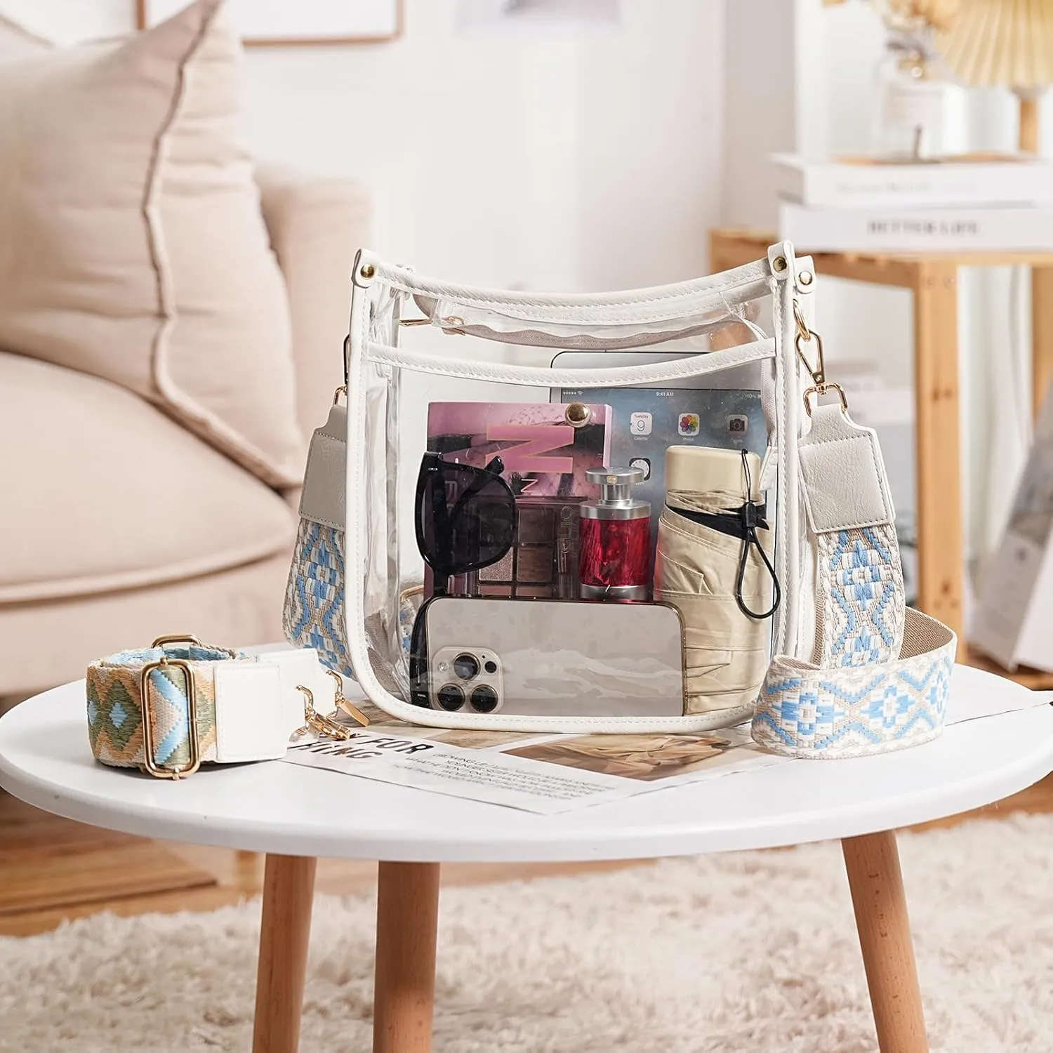 CLUCI Clear Purse,Clear Bag For Stadium Events,Stadium Approved Crossbody Bag Purses for Women with Adjustable Strap