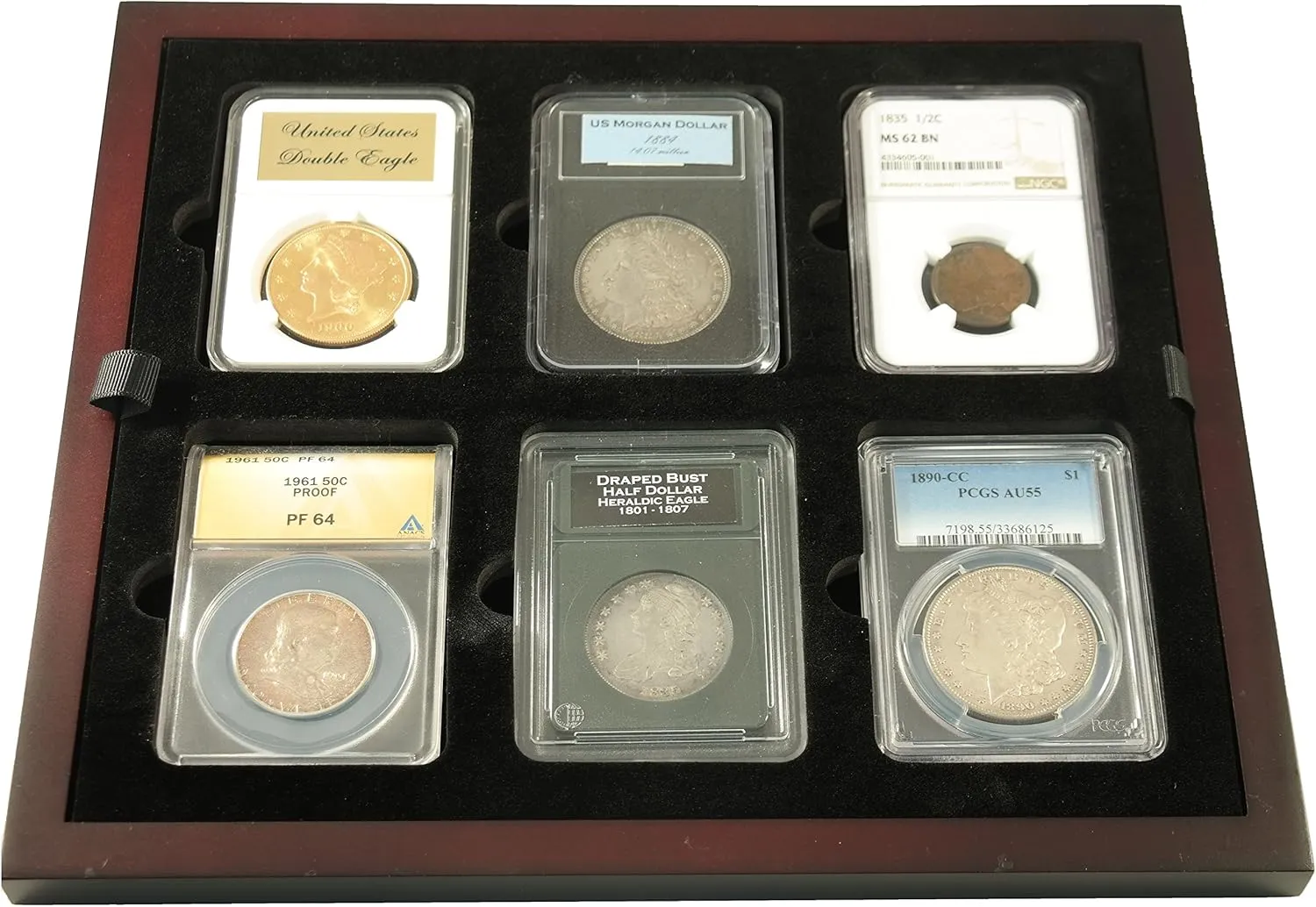 Coin Tray for Six Certified or Certified Style Coin Holders PCGS, NGC, ANACS, Lighthouse, Urase Minoris Four Pack