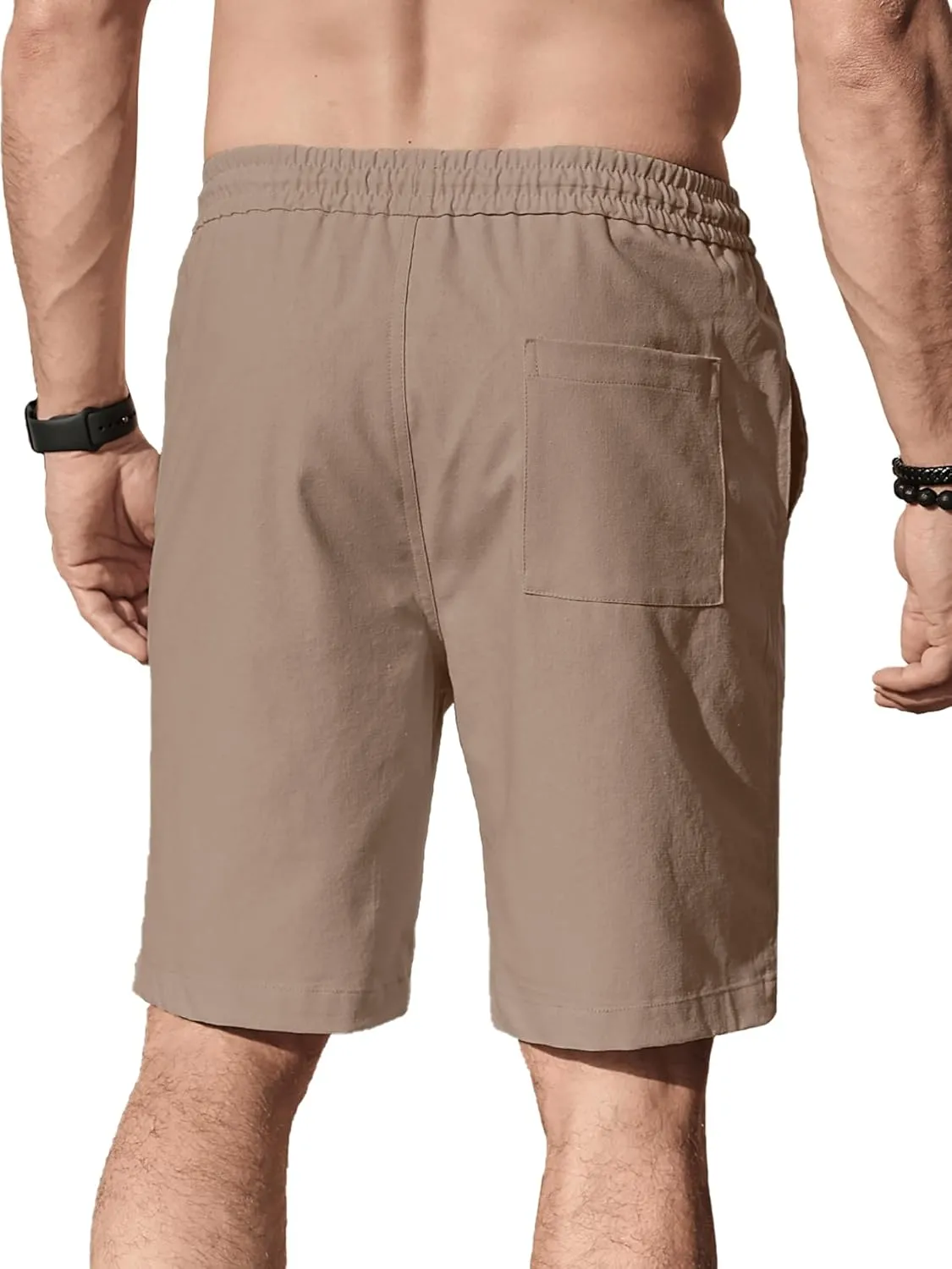 Comdecevis Men's Linen Shorts Casual Elastic Waist Drawstring Summer Beach Vacation Yoga Golf Shorts with Pockets