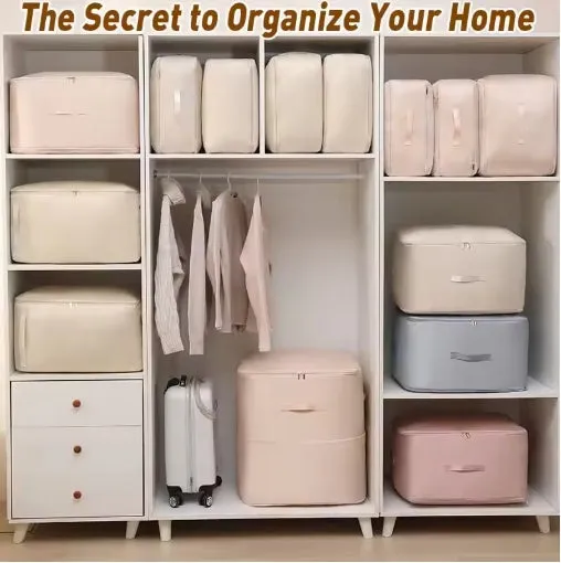 Compression Duvet Storage Bag Large Capacity Closet Cabinet Organizer Foldable Quilt Pillow Blanket Compressed Storage Pouch