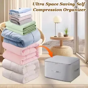 Compression Duvet Storage Bag Large Capacity Closet Cabinet Organizer Foldable Quilt Pillow Blanket Compressed Storage Pouch