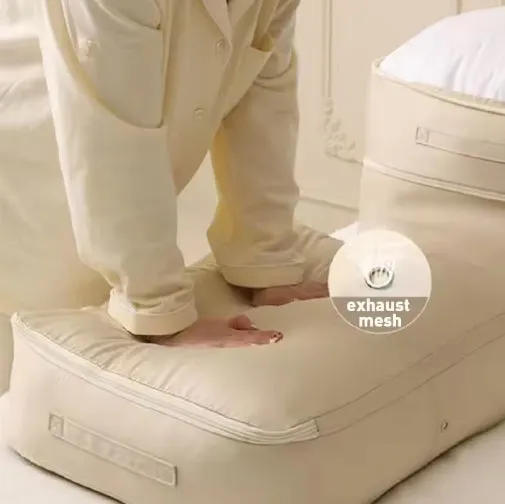 Compression Duvet Storage Bag Large Capacity Closet Cabinet Organizer Foldable Quilt Pillow Blanket Compressed Storage Pouch