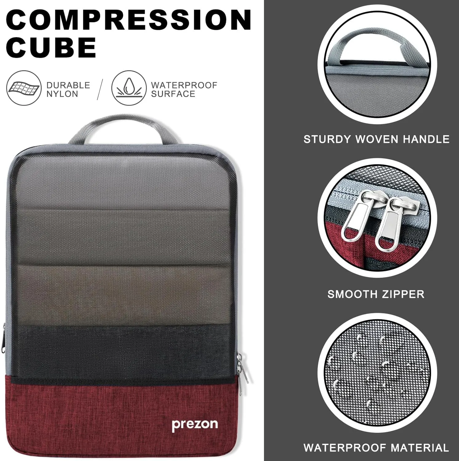 Compression Packing Cubes, Extensible Suitcase Organiser, Packing Organisers for Suitcases, Packing Cubes for Travel or Home Storage（6Set-Red）
