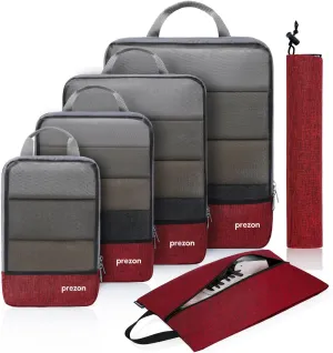 Compression Packing Cubes, Extensible Suitcase Organiser, Packing Organisers for Suitcases, Packing Cubes for Travel or Home Storage（6Set-Red）