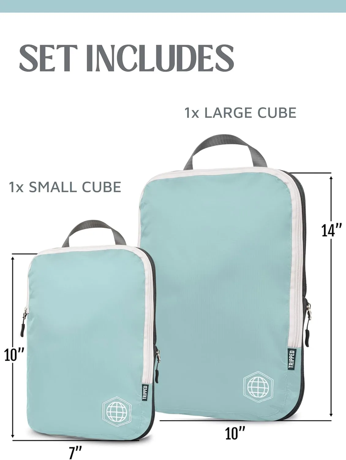 Compression Packing Cubes for Travel - Luggage and Backpack Organizer Packaging Cubes for Clothes by TRIPPED Travel Gear