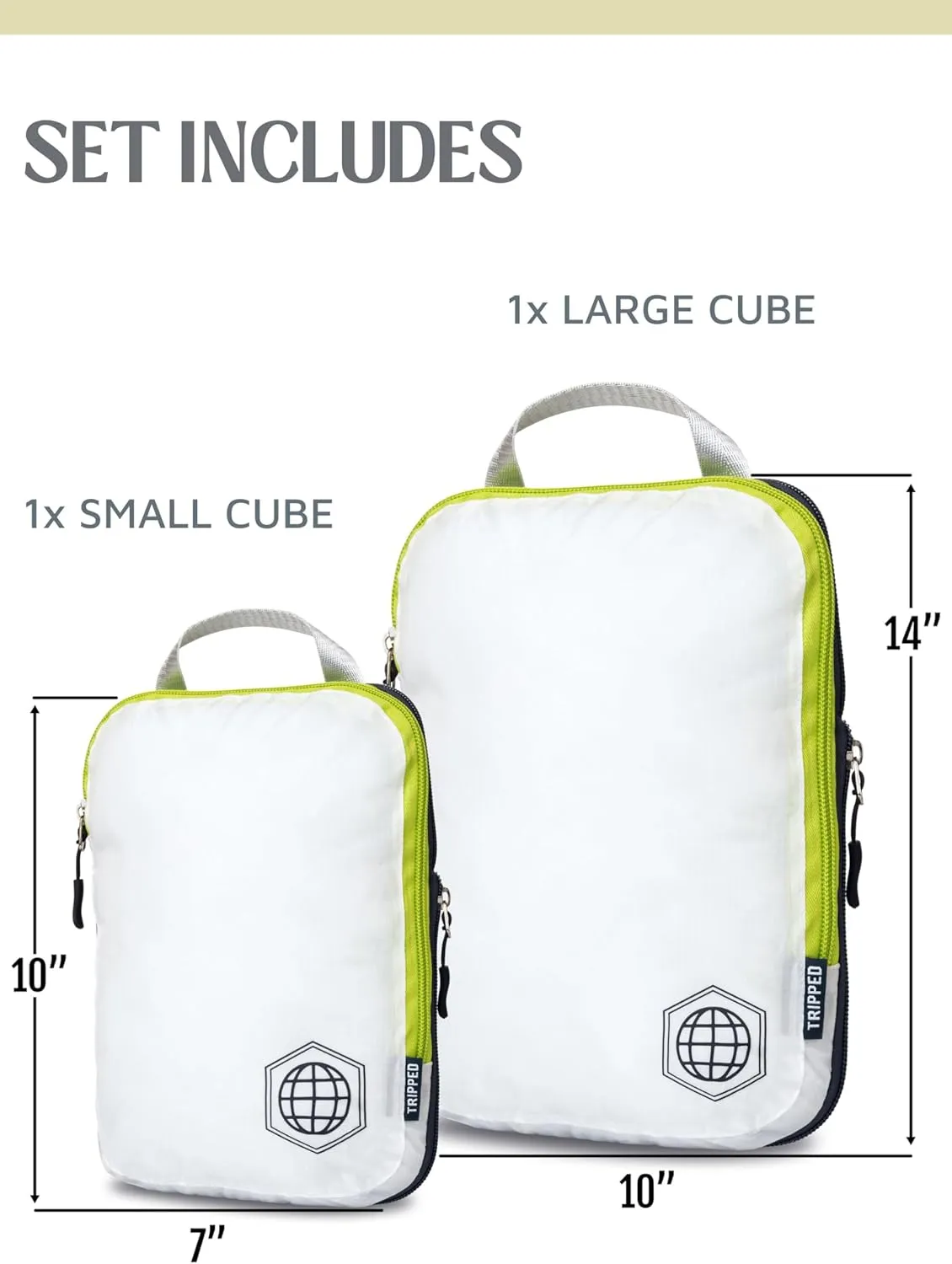 Compression Packing Cubes for Travel - Luggage and Backpack Organizer Packaging Cubes for Clothes by TRIPPED Travel Gear