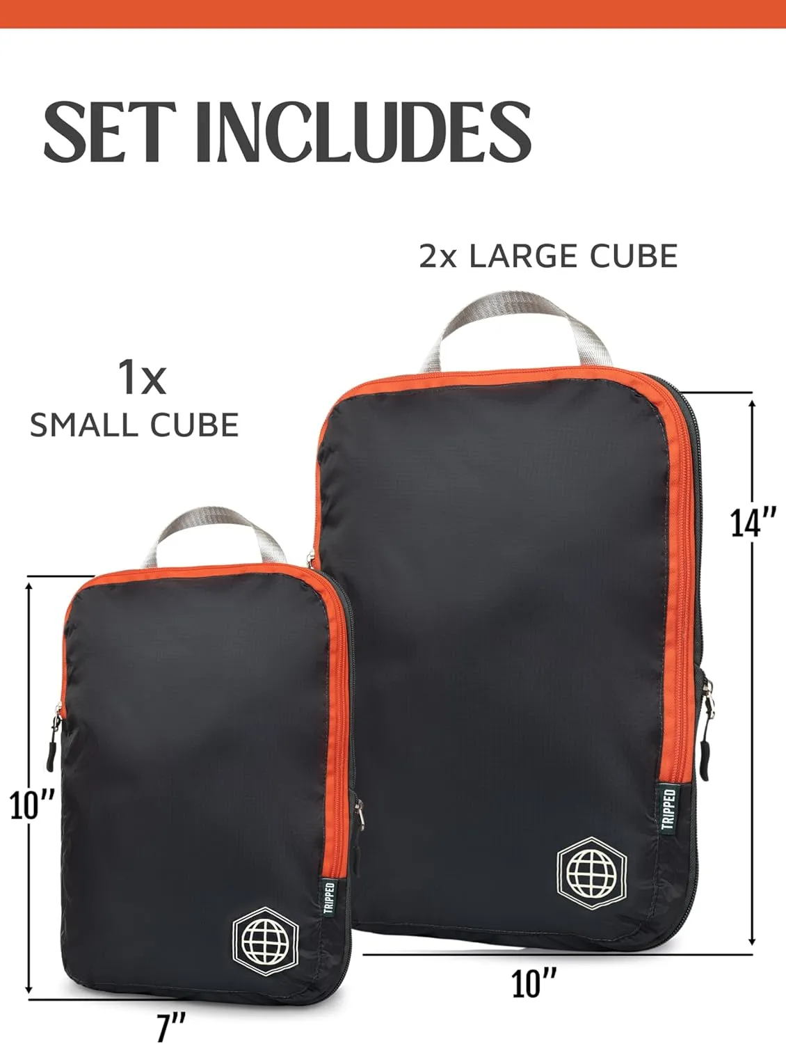 Compression Packing Cubes for Travel - Luggage and Backpack Organizer Packaging Cubes for Clothes by TRIPPED Travel Gear