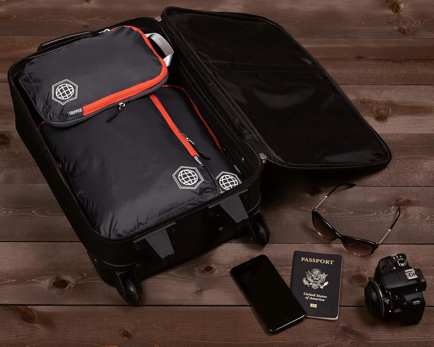 Compression Packing Cubes for Travel - Luggage and Backpack Organizer Packaging Cubes for Clothes by TRIPPED Travel Gear