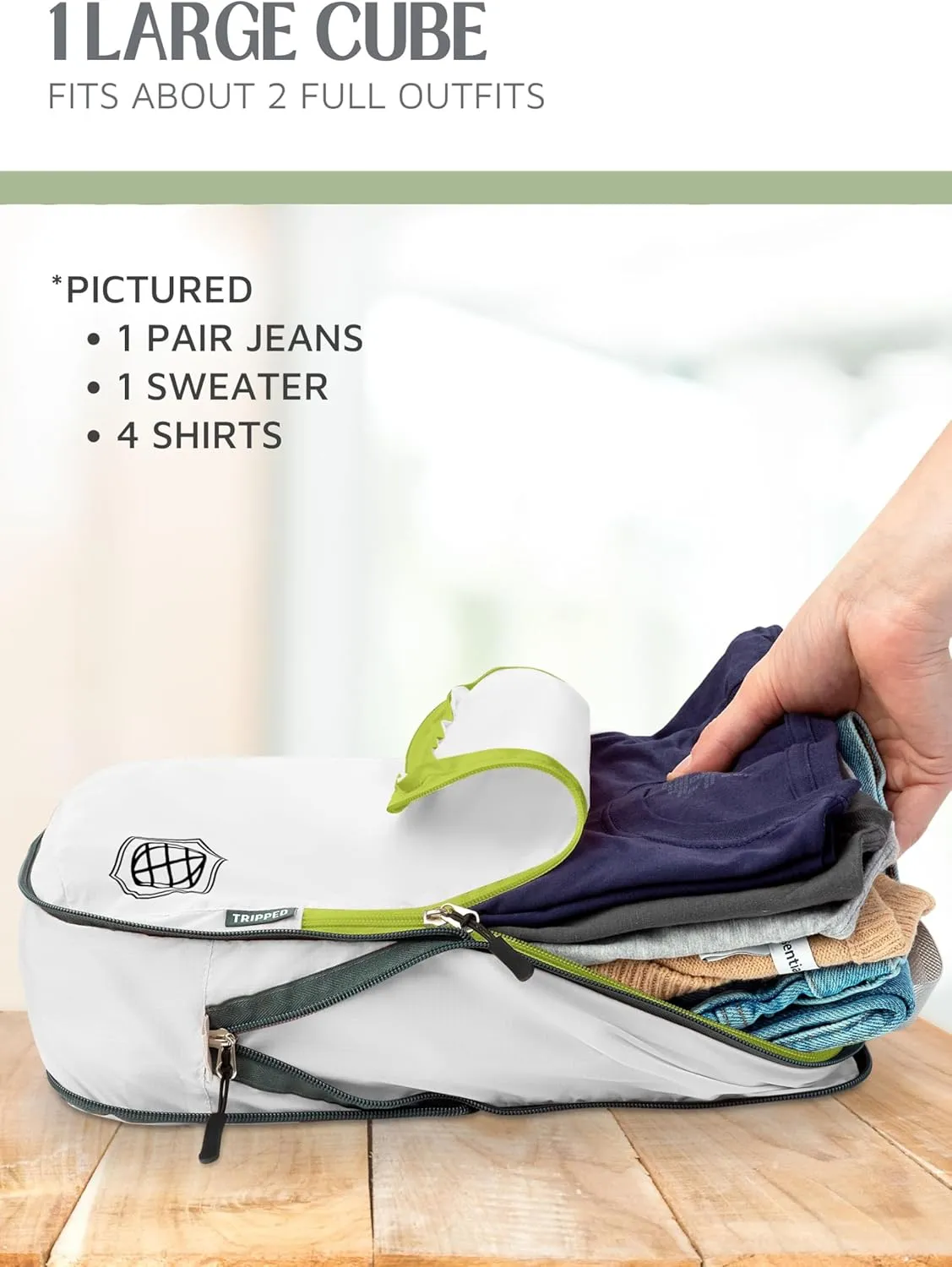 Compression Packing Cubes for Travel - Luggage and Backpack Organizer Packaging Cubes for Clothes by TRIPPED Travel Gear