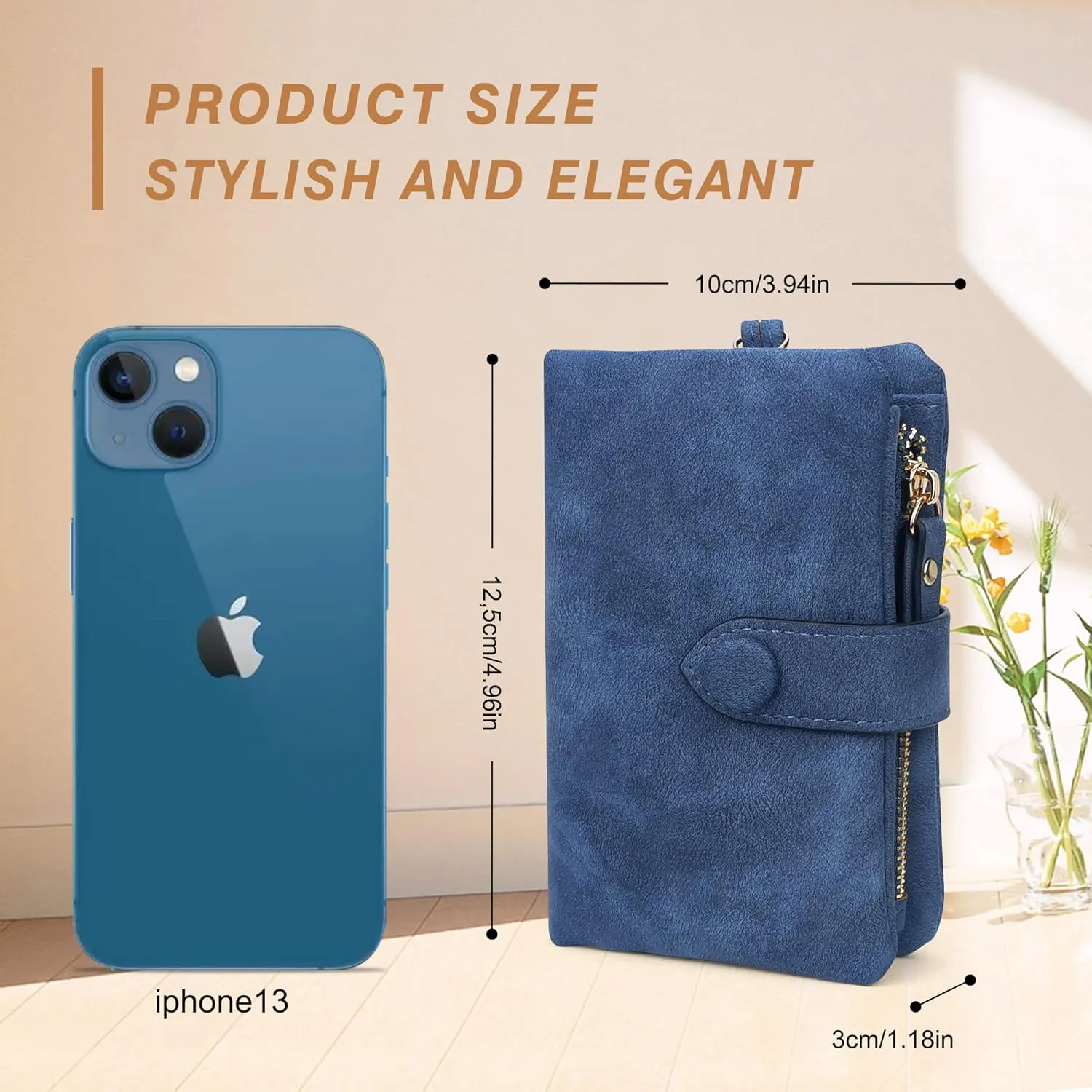 CONISY Small Wristlet Wallets for Women, Leather Bifold RFID Wallet with ID Window Zipper Coin Purse