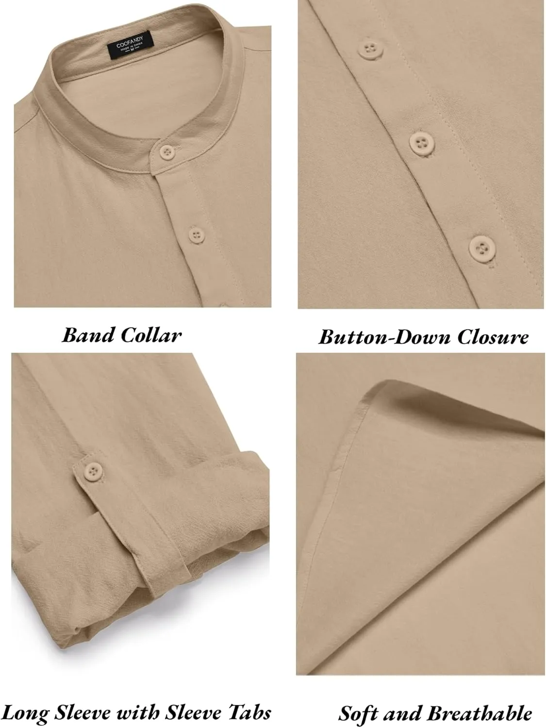 COOFANDY Men's 2 Pieces Cotton Linen Set Long Sleeve Henley Shirts Casual Beach Pants With Pockets Summer Yoga Outfits