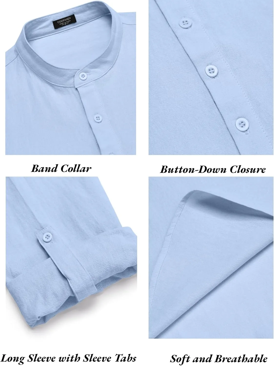 COOFANDY Men's 2 Pieces Cotton Linen Set Long Sleeve Henley Shirts Casual Beach Pants With Pockets Summer Yoga Outfits