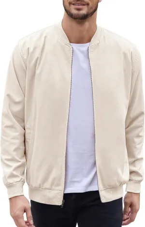 COOFANDY Men's Cotton Bomber Jacket Lightweight Flight Jackets Casual Softshell Varisty Jacket