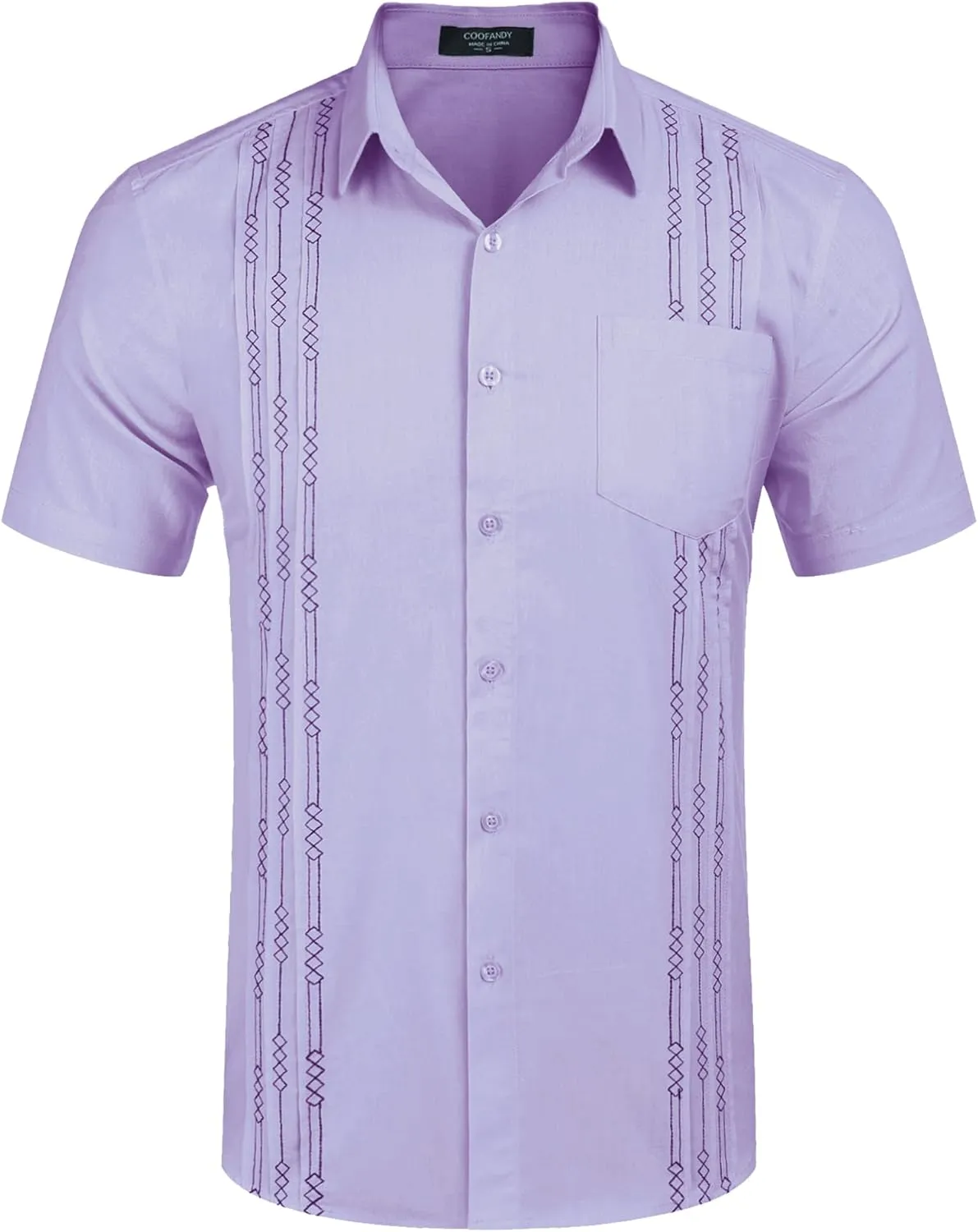 COOFANDY Mens Cuban Guayabera Shirt Short Sleeve Linen Button Down Shirts Casual Summer Beach Tops