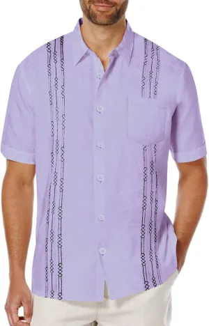 COOFANDY Mens Cuban Guayabera Shirt Short Sleeve Linen Button Down Shirts Casual Summer Beach Tops