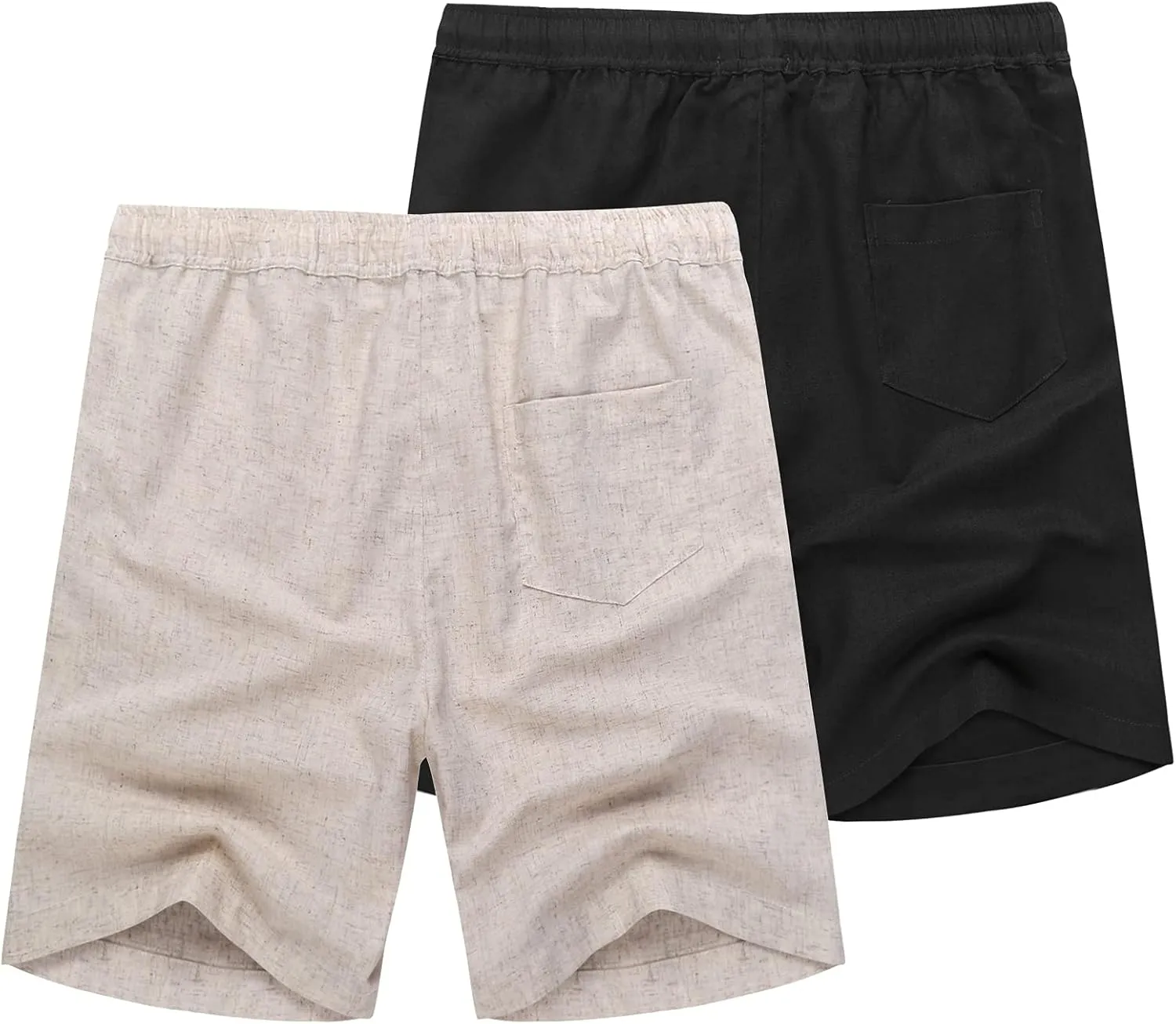 COOFANDY Men's Linen Shorts Casual Elastic Waist Drawstring Summer Beach Shorts