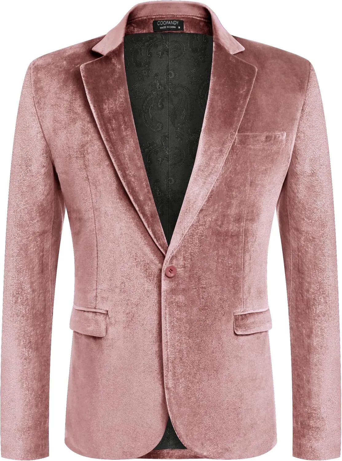 COOFANDY Men's Velvet Blazer Notched Lapel Velour Suit Jacket One Button Tuxedo Jackets for Wedding Prom Party Dinner