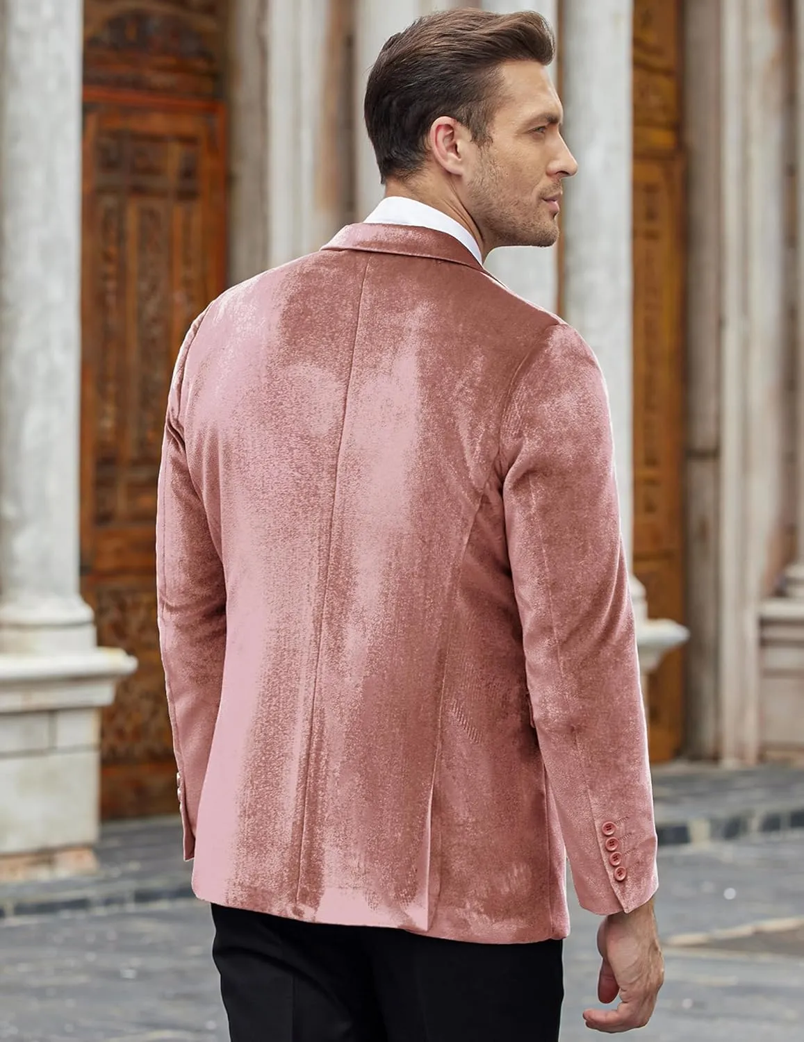 COOFANDY Men's Velvet Blazer Notched Lapel Velour Suit Jacket One Button Tuxedo Jackets for Wedding Prom Party Dinner