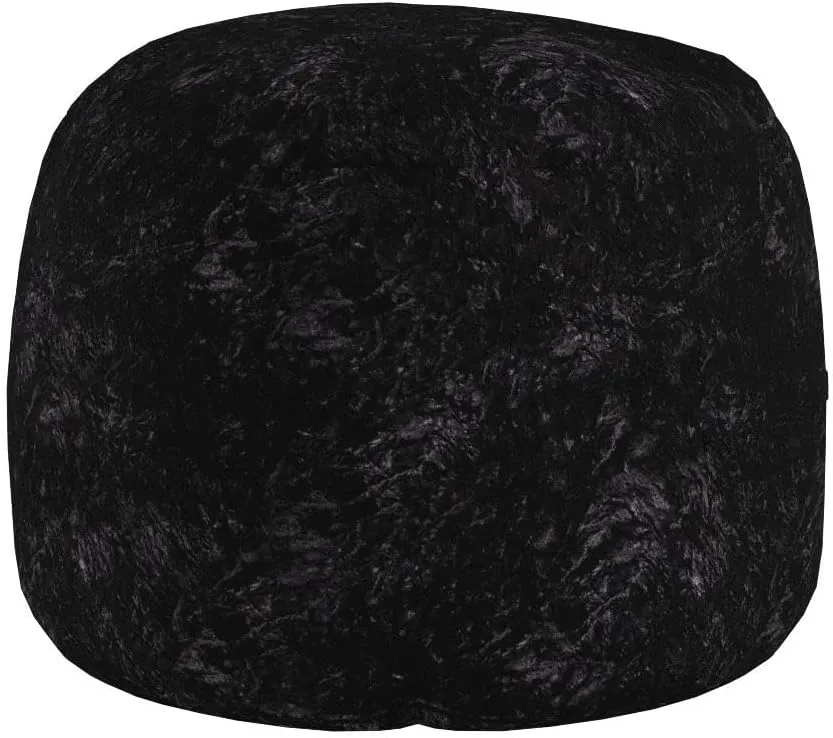 CordaRoy's Faux Fur Bean Bag-Convertible Bean Bag Chair & Bed-Machine-Washable Faux Fur Fabric Cover for Basement, Living Room, Game Room, Dorm & More - Full Size - Black | Made in The USA