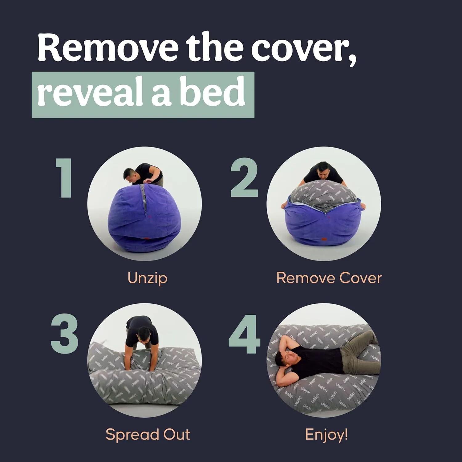 CordaRoy's Faux Fur Bean Bag-Convertible Bean Bag Chair & Bed-Machine-Washable Faux Fur Fabric Cover for Basement, Living Room, Game Room, Dorm & More - Full Size - Tan | Made in The USA