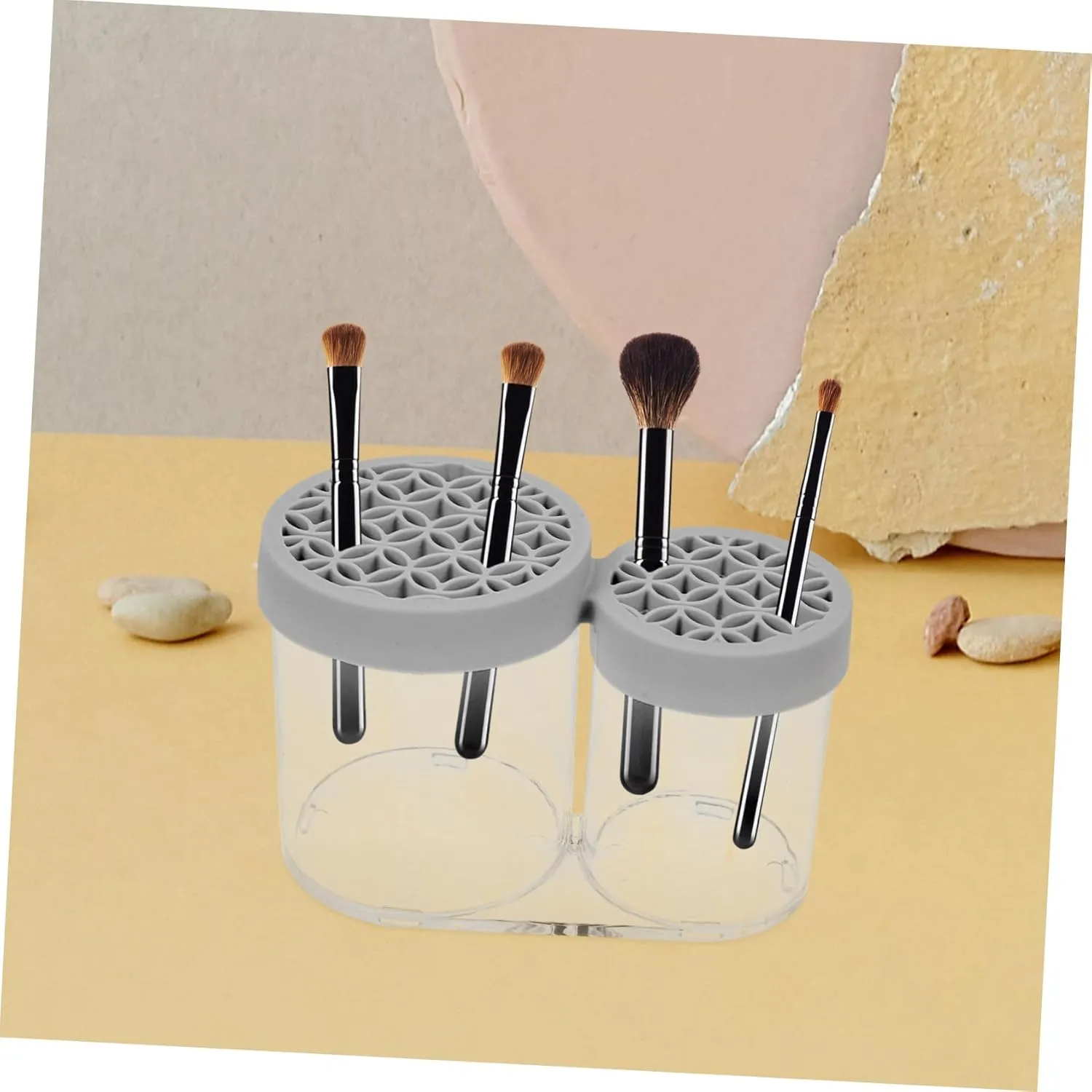 Cosmetic Organizer Lid Makeup Brush Holder Pallet Organizer Countertop Storage