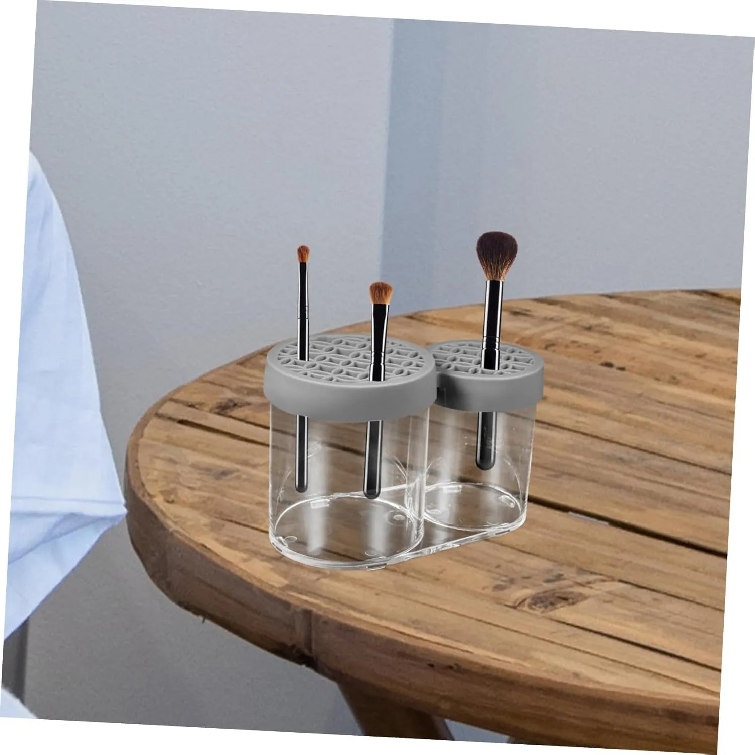 Cosmetic Organizer Lid Makeup Brush Holder Pallet Organizer Countertop Storage
