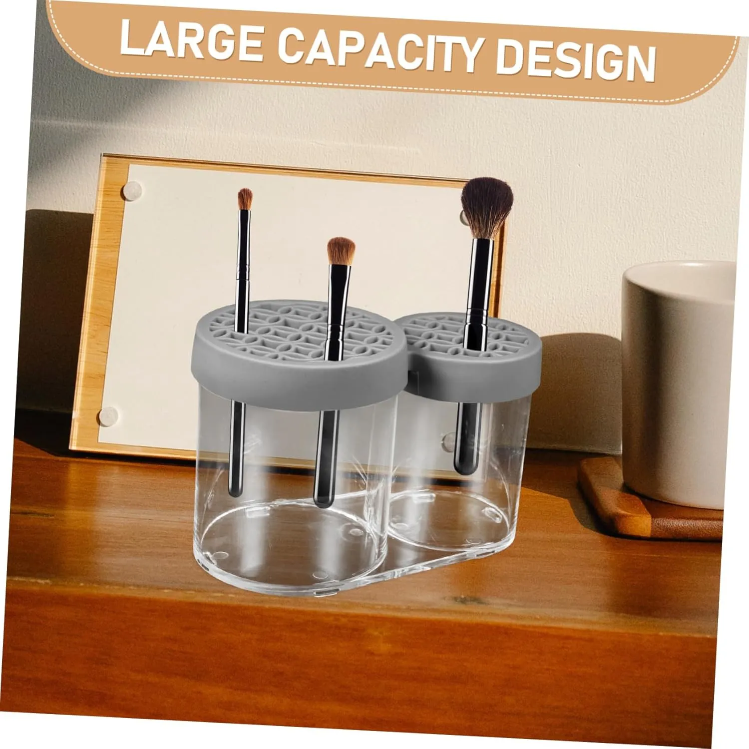Cosmetic Organizer Lid Makeup Brush Holder Pallet Organizer Countertop Storage