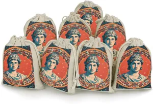Cotton And Linen Bunches Pocket Thickened Bunches Pocket Portable Bunches Pocket Stamped with Ancient Rome Printed Small Flower Bag 8-packsmall Bunches Pocket