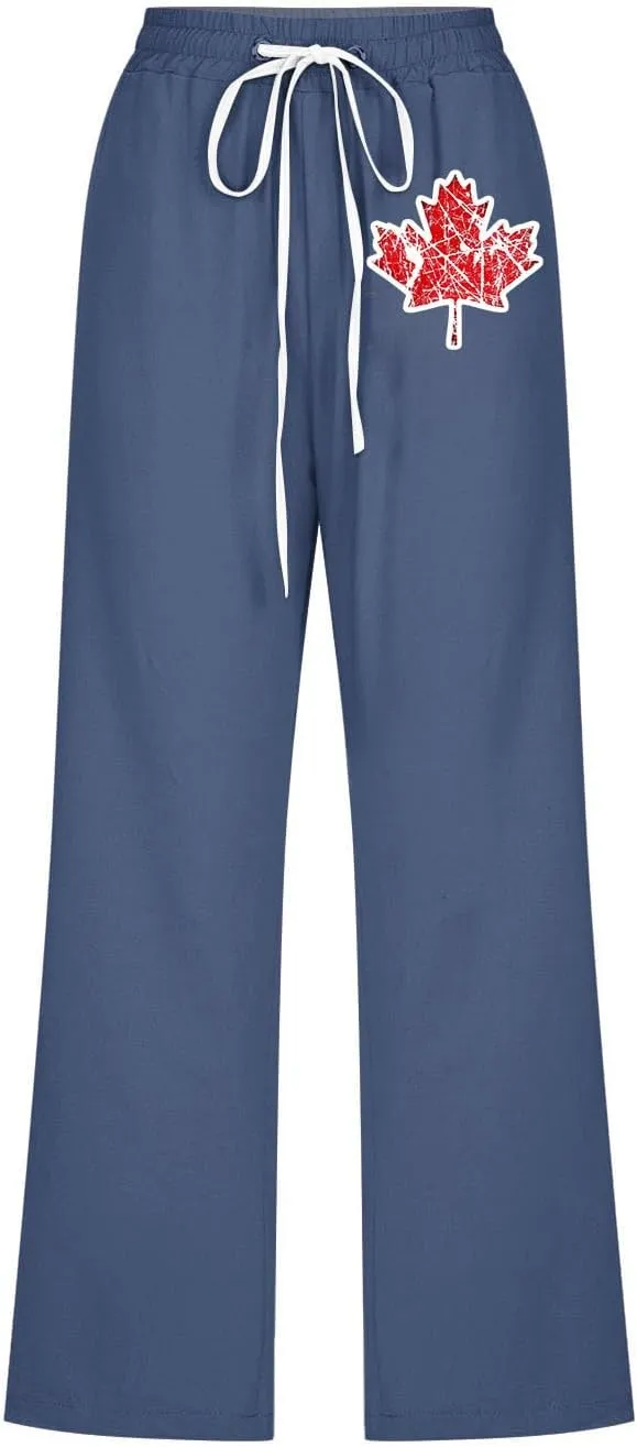 Cotton Linen Capri Pants for Women Fashion Printed Drawstring High Waist Cropped Trousers Lightweight Baggy Pants