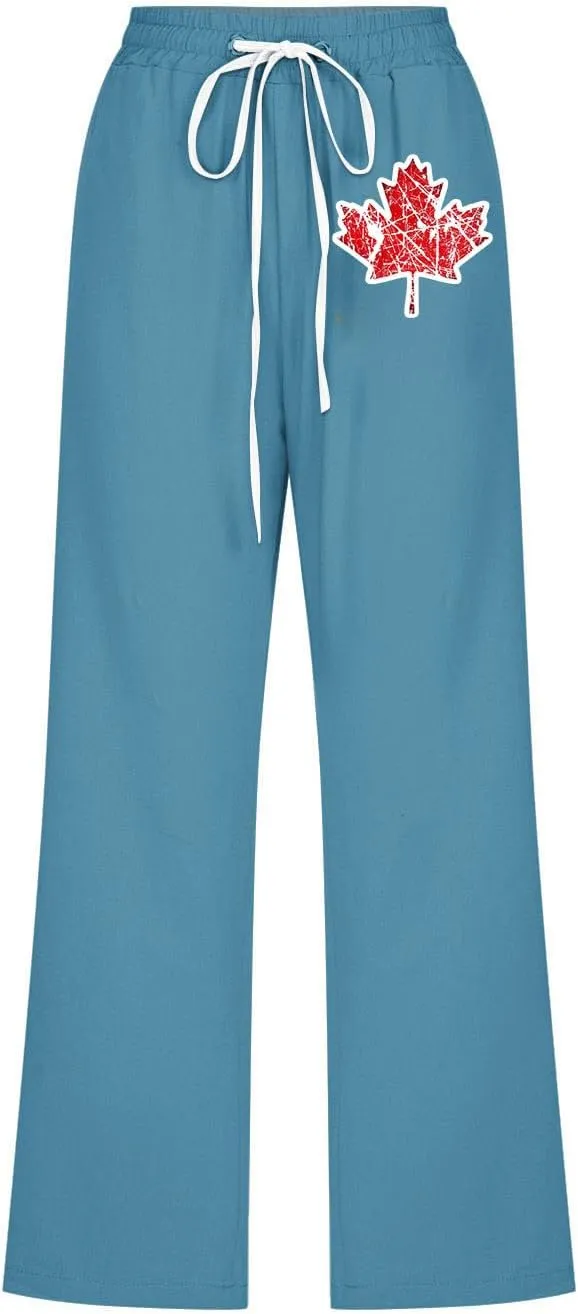 Cotton Linen Capri Pants for Women Fashion Printed Drawstring High Waist Cropped Trousers Lightweight Baggy Pants