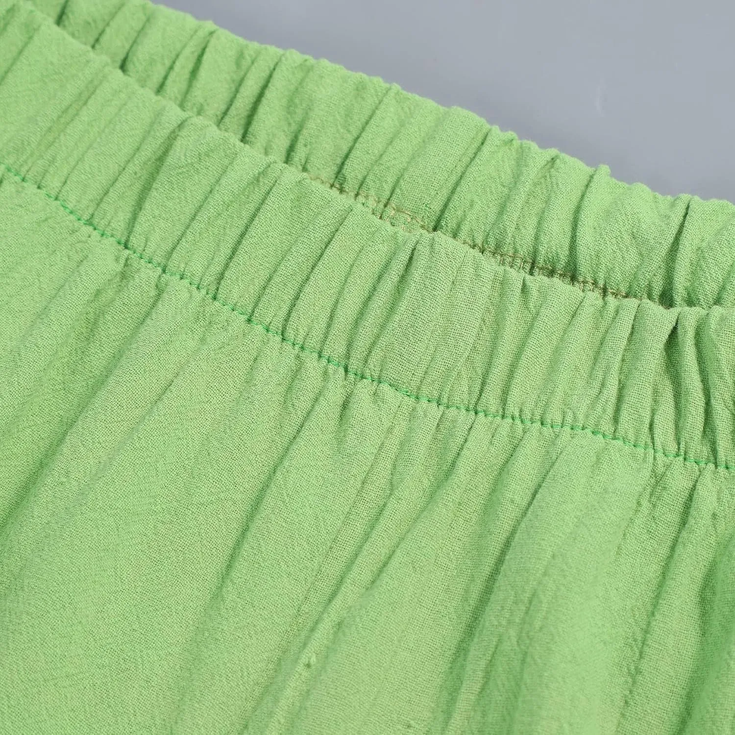 Cotton Linen Pants for Women Summer Casual Capri Pants Waist Elastic Comfy Loose Women's Palazzo Trousers with Pockets
