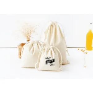 Cotton Muslin Bags - 100% Organic Cotton - Double Drawstring Produce Bags-Available in Different sizes and quantities - Reusable Cotton Bags
