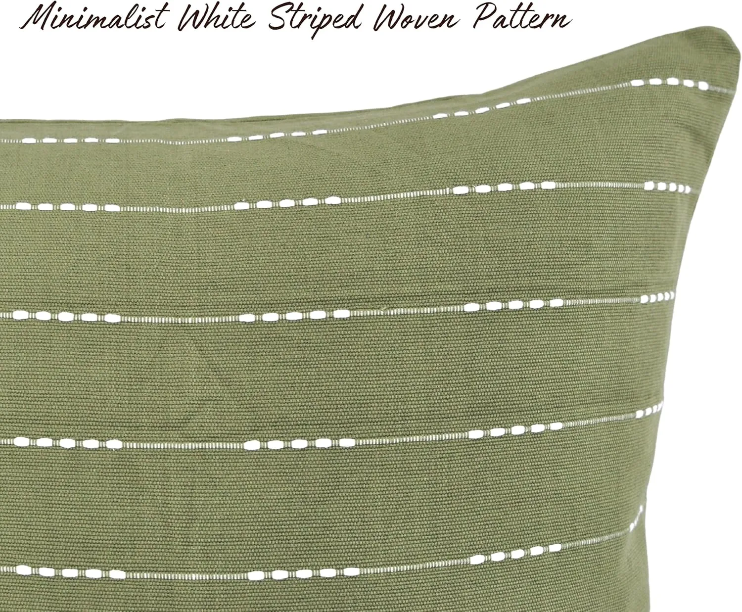 Cotton Pillow Covers 18x18 inches Olive Green/Woven Striped Pattern Contemporary Modern Luxury Cushion Covers Simple Throw Pillow Cases for Living Room Sofa Couch Bed Set of 2