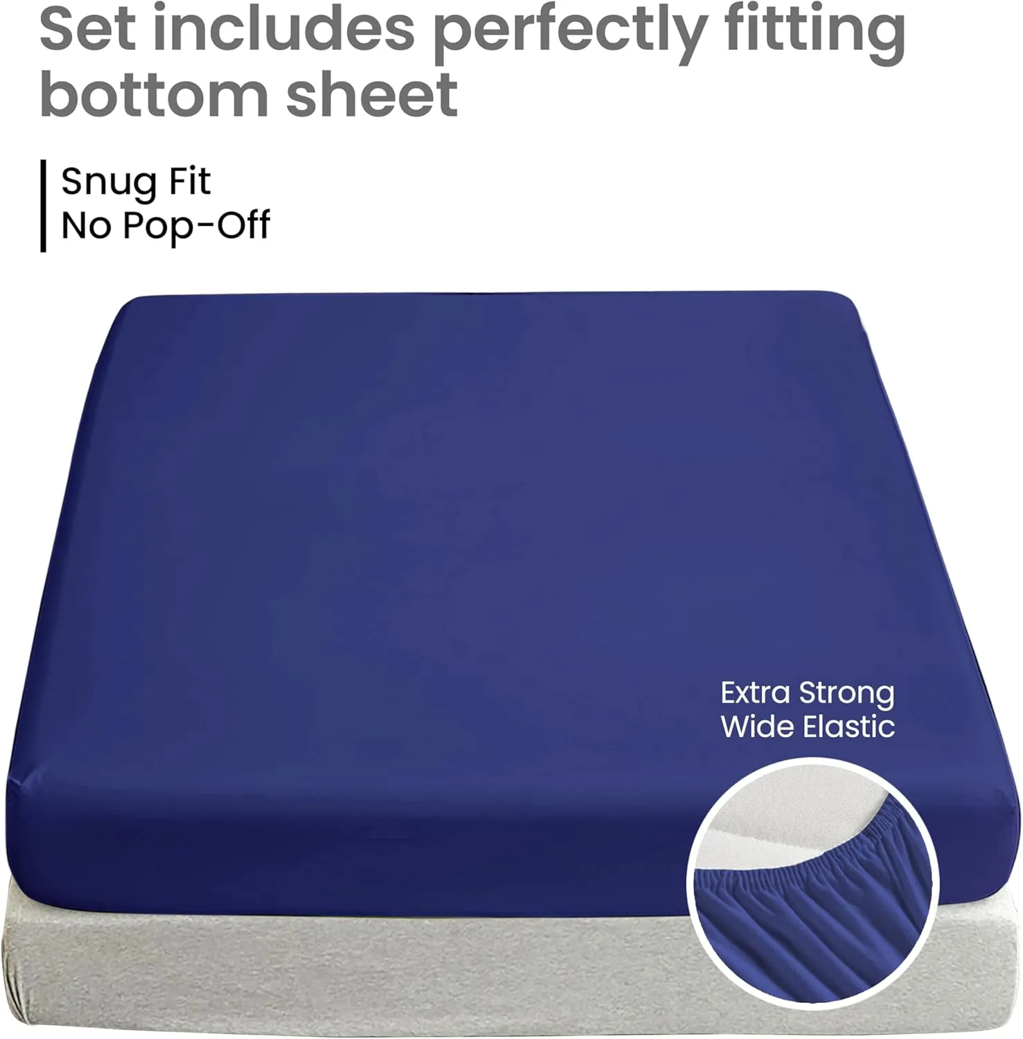 Cotton Rich Fitted Sheet Only, Hotel Quality Breathable Fitted Bed Sheet with Shrinkage & Fade Resistant, Long Lasting Luxury Fitted Sheet Queen Size, Navy Blue