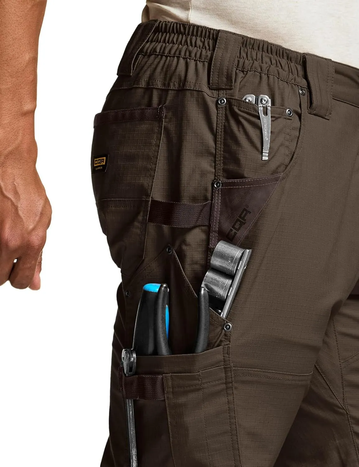 CQR Men's Flex Ripstop Work Pants, Water Resistant Tactical Pants, Outdoor Utility Operator EDC Cargo Pants