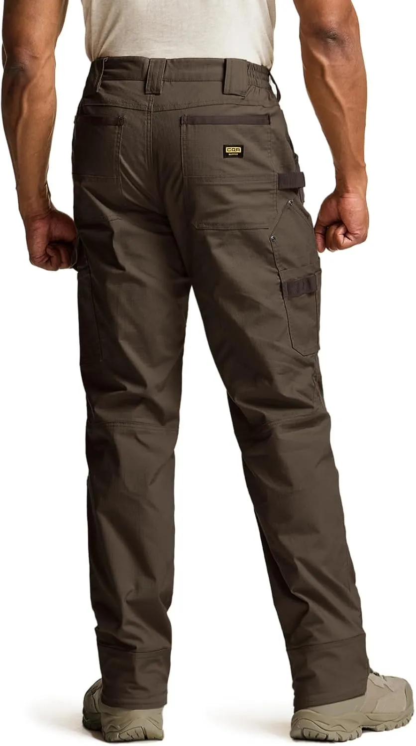 CQR Men's Flex Ripstop Work Pants, Water Resistant Tactical Pants, Outdoor Utility Operator EDC Cargo Pants
