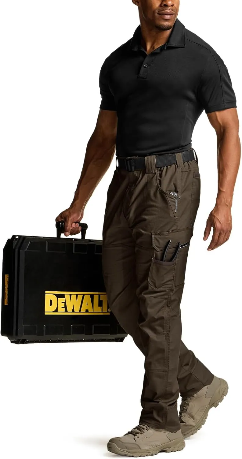CQR Men's Flex Ripstop Work Pants, Water Resistant Tactical Pants, Outdoor Utility Operator EDC Cargo Pants