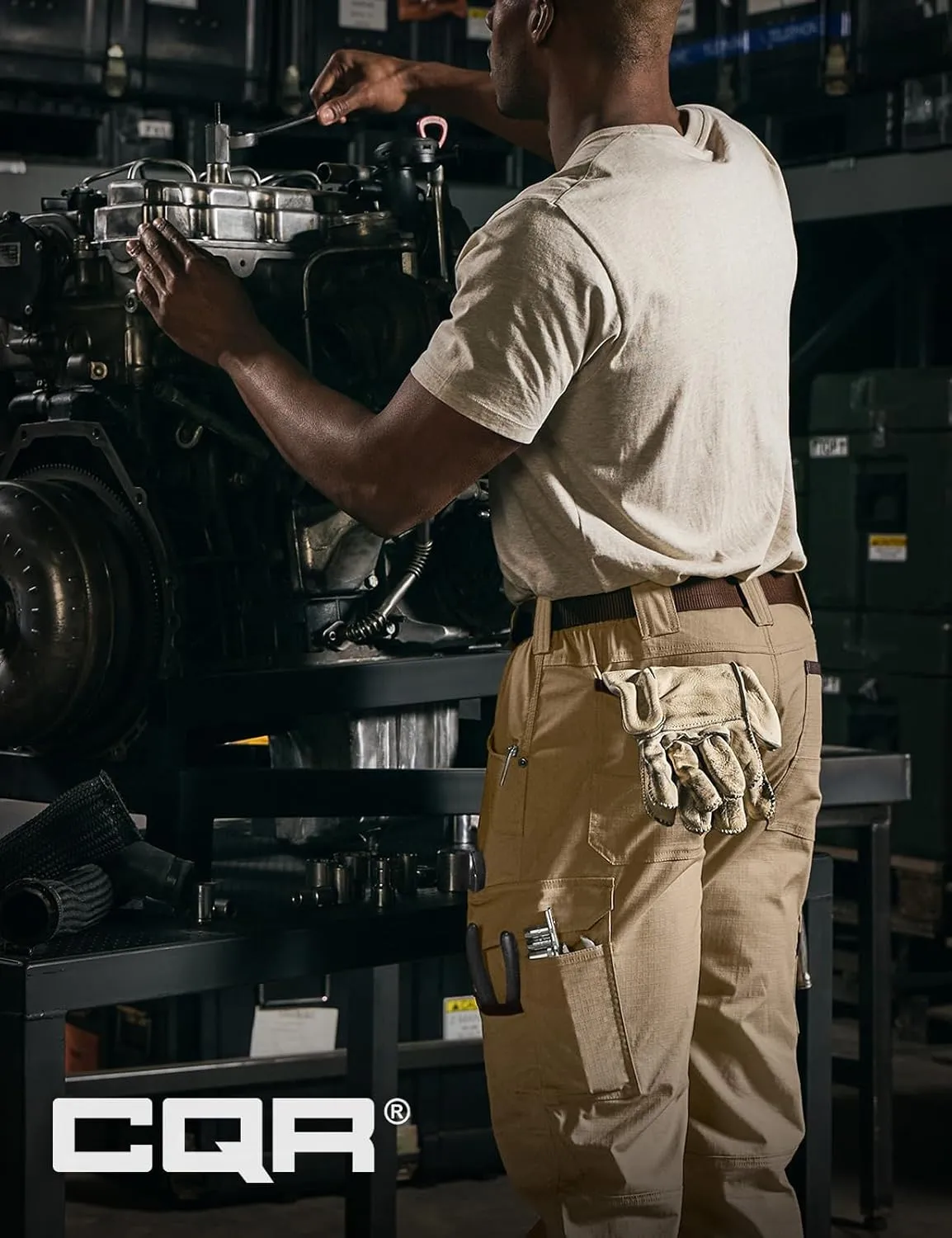 CQR Men's Flex Ripstop Work Pants, Water Resistant Tactical Pants, Outdoor Utility Operator EDC Cargo Pants