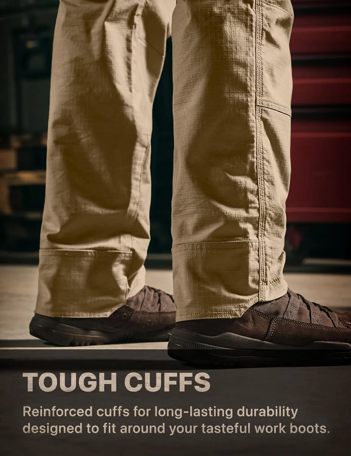 CQR Men's Flex Ripstop Work Pants, Water Resistant Tactical Pants, Outdoor Utility Operator EDC Cargo Pants