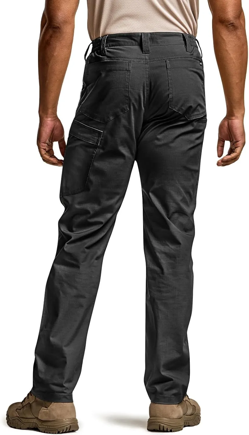CQR Men's Utility Flex Cargo Pants, Classic-Fit Casual Stretch Work Pants, Water Resistant Lightweight Tactical Hiking Pants