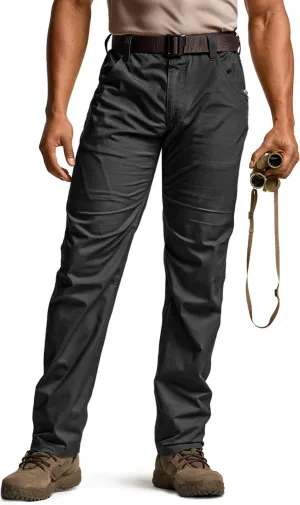 CQR Men's Utility Flex Cargo Pants, Classic-Fit Casual Stretch Work Pants, Water Resistant Lightweight Tactical Hiking Pants