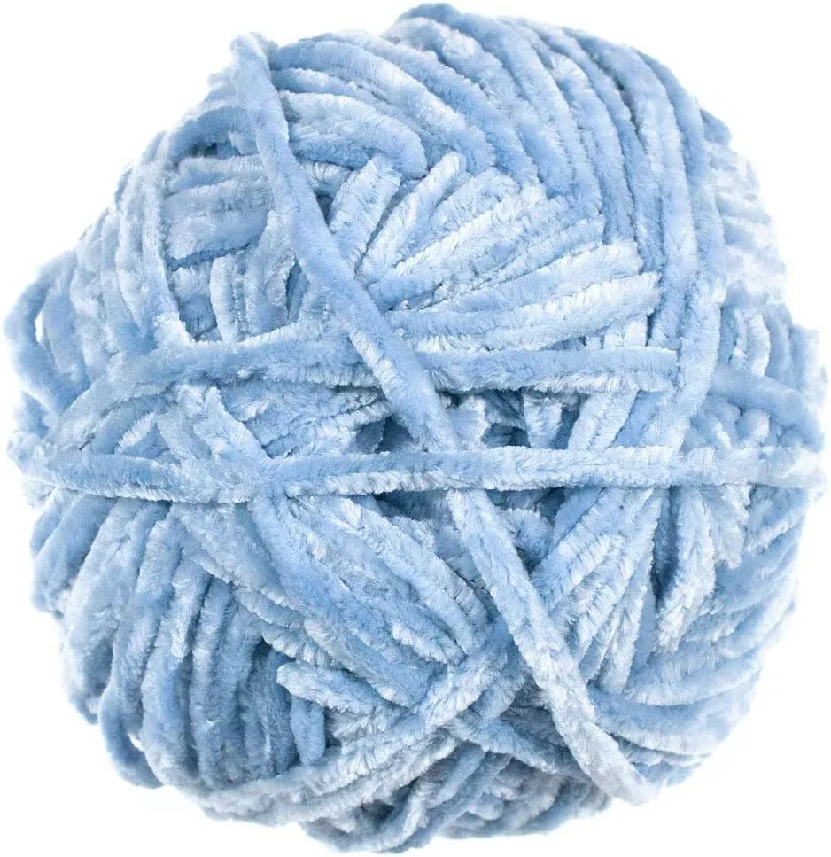 Craft County 315 Yards of Medium Velvet Yarn – 100% Machine Wash and Dryable Polyester (Smokey Blue)