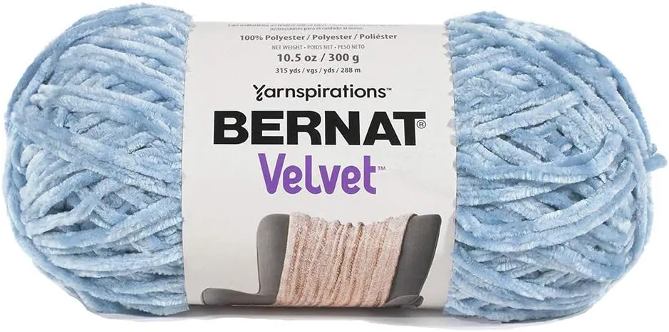 Craft County 315 Yards of Medium Velvet Yarn – 100% Machine Wash and Dryable Polyester (Smokey Blue)